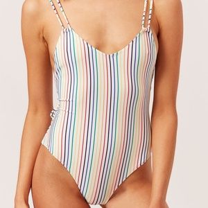 Lynn Rainbow Pinstripe Solid & Striped Swimsuit